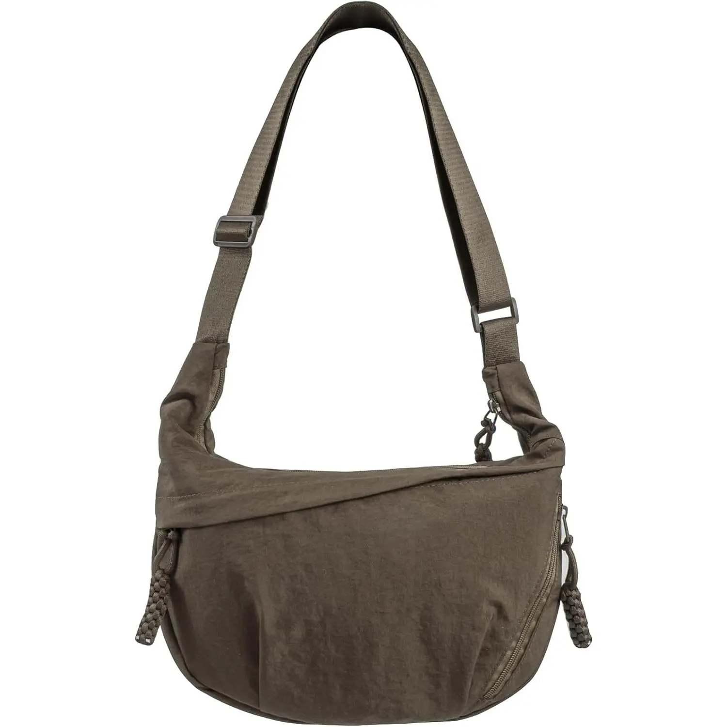 Women's Nylon Hobo Crescent Crossbody Bag, Multi-Pocket Sling Bag, Half Moon  Purse