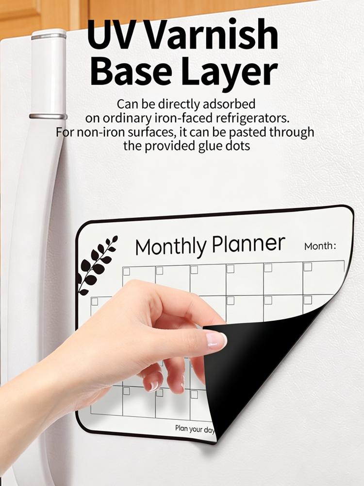Magnetic Monthly Weekly Calendar Planner, Erasable Fridge Board, Magnetic Design, Size 29.7x21 Cm, Includes 1 Eraser Pen, Random Color