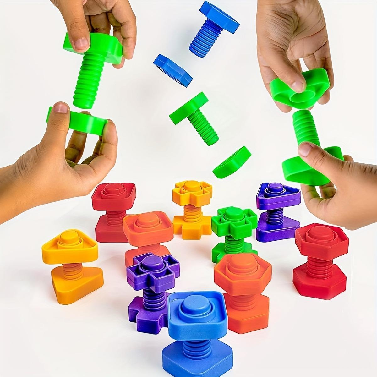 Nuts and Bolts, 20pcs Fine Motor Skills Occupational Relax Toys for Kids, Shapes and Colors Matching Toys, Building Construction Game