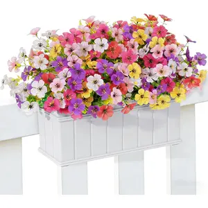 12 Bundles Artificial Flowers for Outdoor UV Resistant and Realistic, Faux Daisy Fake Flowers with Eucalyptus Leaves for Porch, Patio, Planter, Window Box, Home, Garden Decor