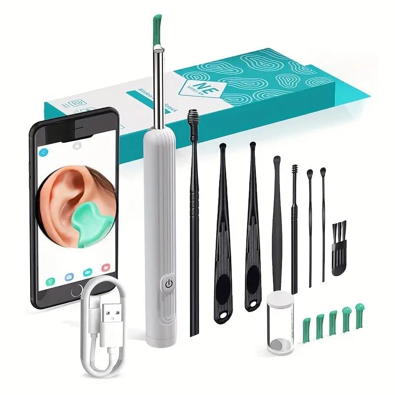 Ear Wax Removal Kit, 1 Set Ear Cleaner with Camera, Wireless Visible Earpick, Ear Camera for Iphone, Ipad, Android Phones