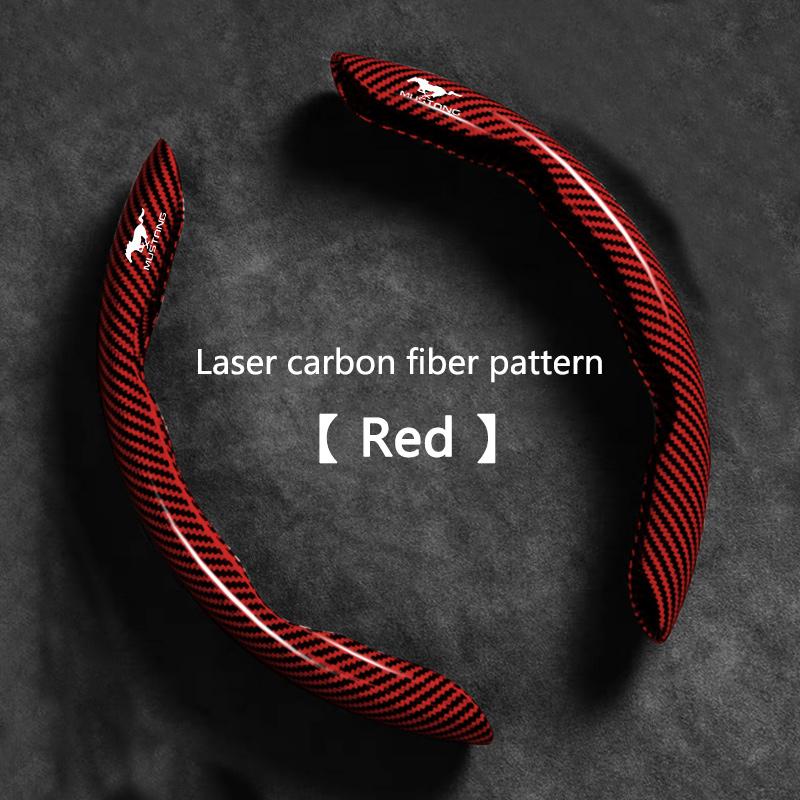 Carbon Fiber Car Logo Steering Wheel Covers, Decorative for Ford Mustang Explorer Edge Fusion Mondeo F150 F250 F350 F450 F550, Accessories