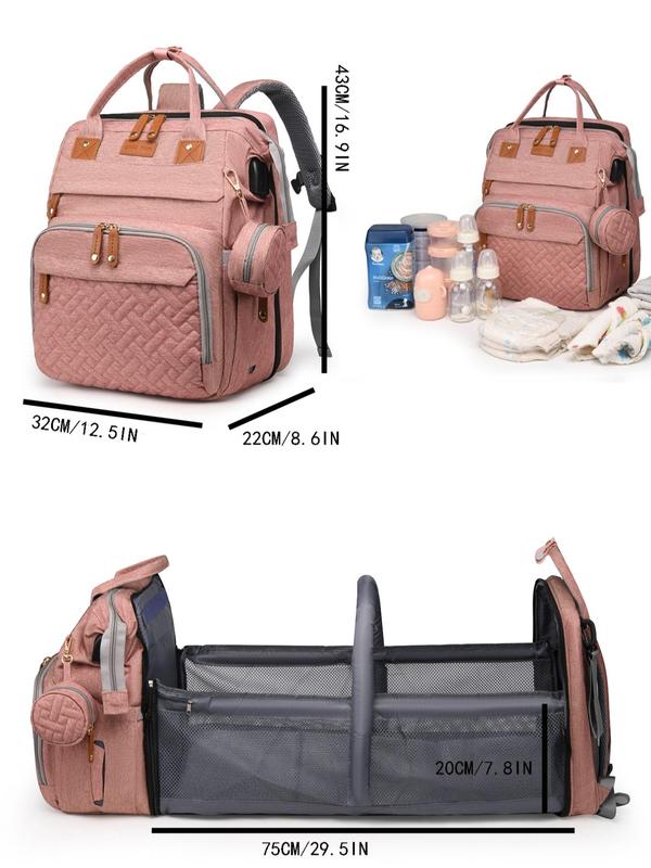 Kabaqoo Cute Multifunctional Diaper Bag Backpack with Changing Station, Large Capacity, Lightweight Foldable, Portable for Newborn Travel & Everyday SpringStatements