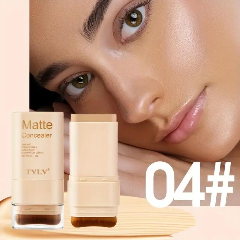 2-In-1 Foundation Concealer Stick, Long-Lasting Waterproof Matte Effect, Flawless Complexion, Internal Brush Head, Full Coverage Creamy Texture, Multi-Tones Available