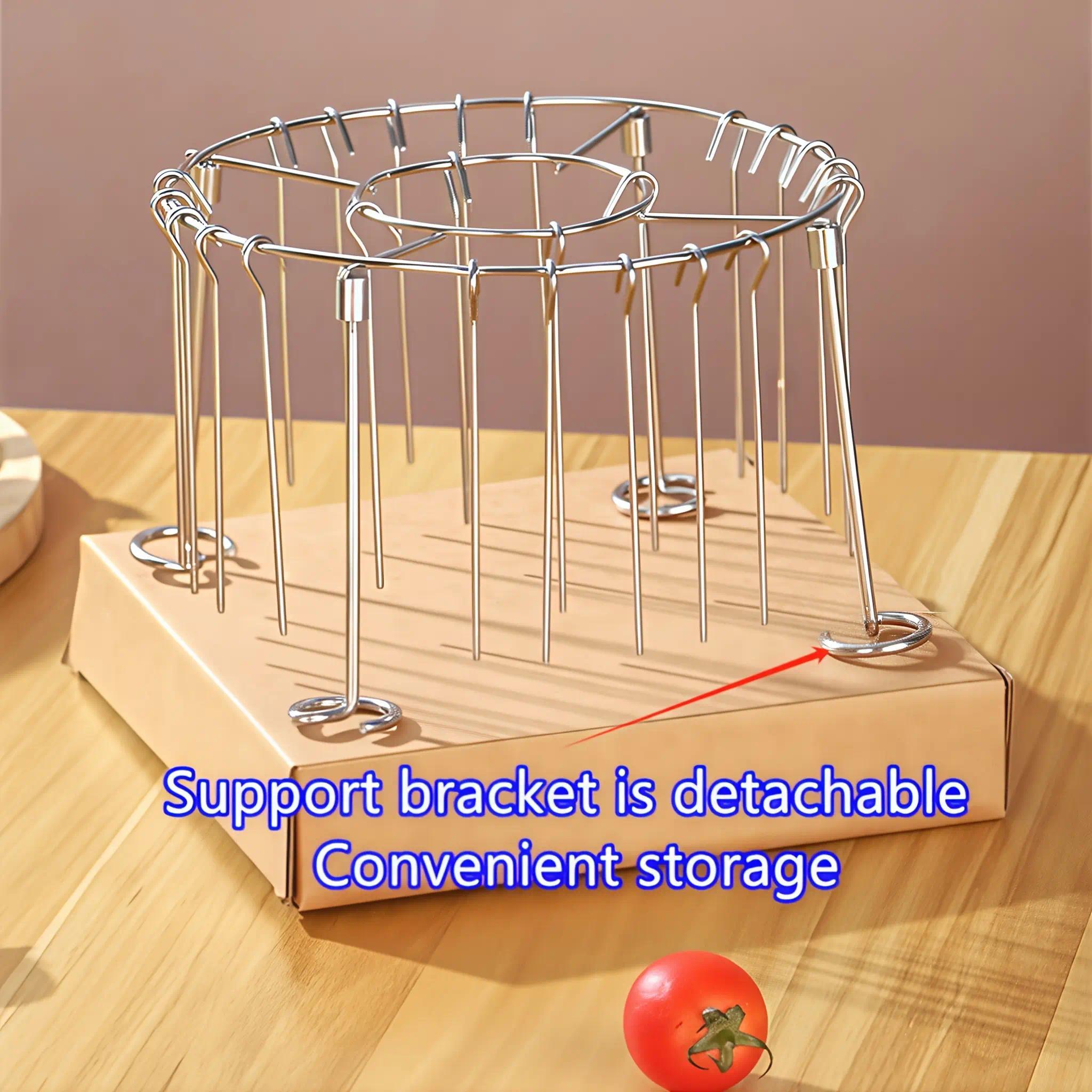 2026 Modern Vertical Skewer Stand with 24 Sticks, Fits 3QT–6QT Air Fryers, Ovens and Small Grills, Delivers Balanced Heating, Avoids Charring, Great for Grilling Kebabs, Veggies & Sausages, Useful Kitchen Accessory