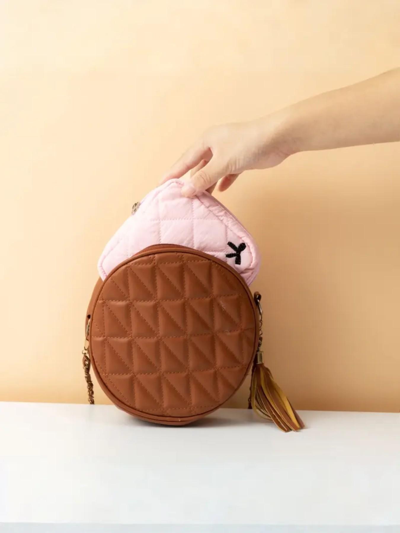 Bow Embroidery Quilted Makeup Bag, Small Portable Cosmetic Pouch for Women, ONLY 1 PC