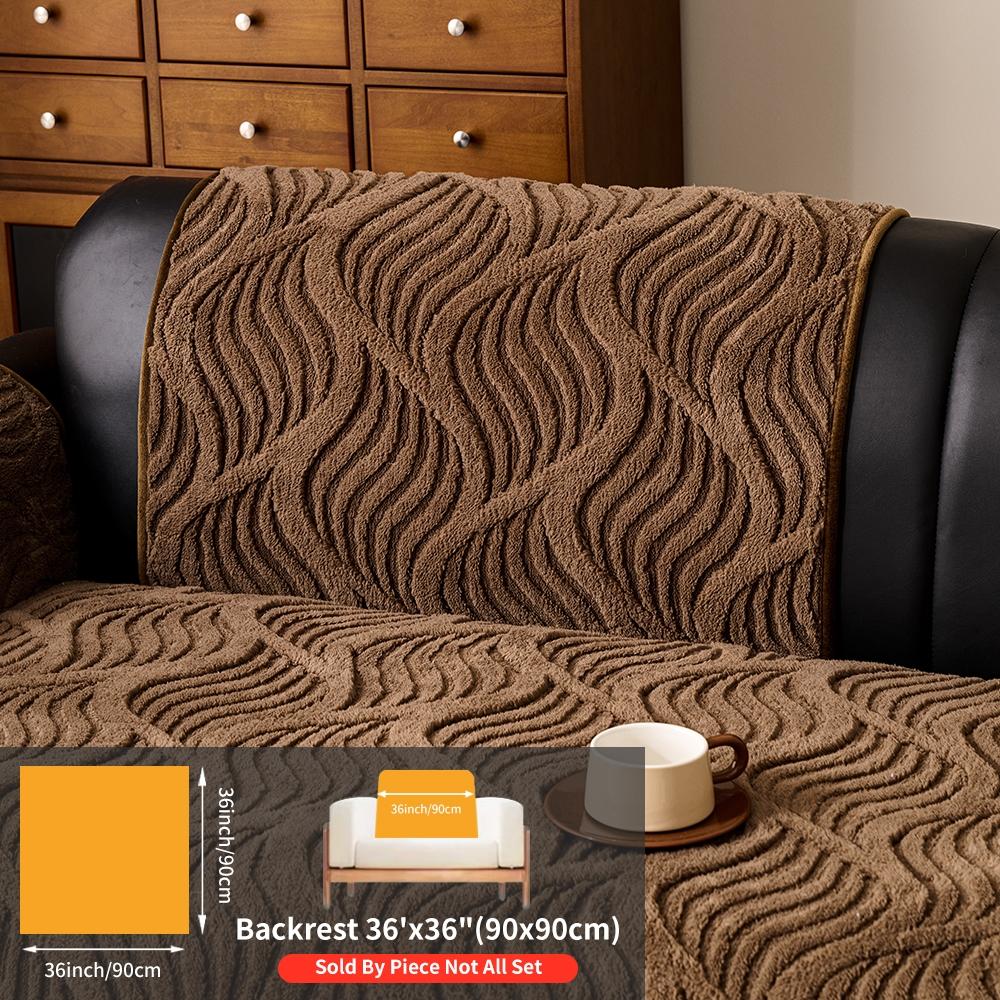 Solid Color Plush Sofa Cushion Cover, Sofa Couch Covers, 1 Count Modern Simple Sofa Slipcover, Non-slip Sofa Protector for Home Living Room Decor