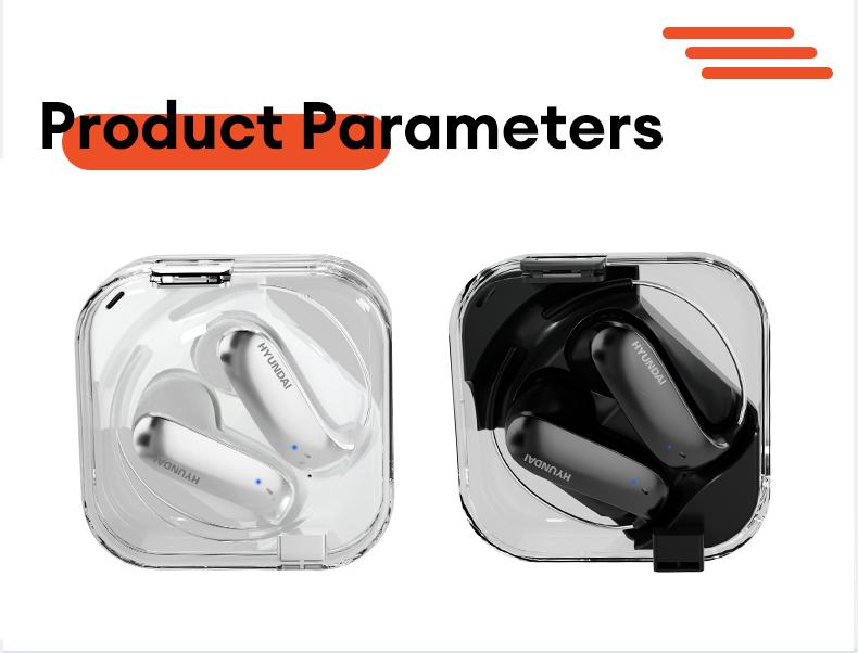 HYUNDAI D78 Earhook Bluetooth Earphone, with a new lightweight and micro in ear titanium alloy ear hook design, paired with a transparent and stylish headphone compartment, is very suitable for fashionable young people, work, leisure, sports use, etc