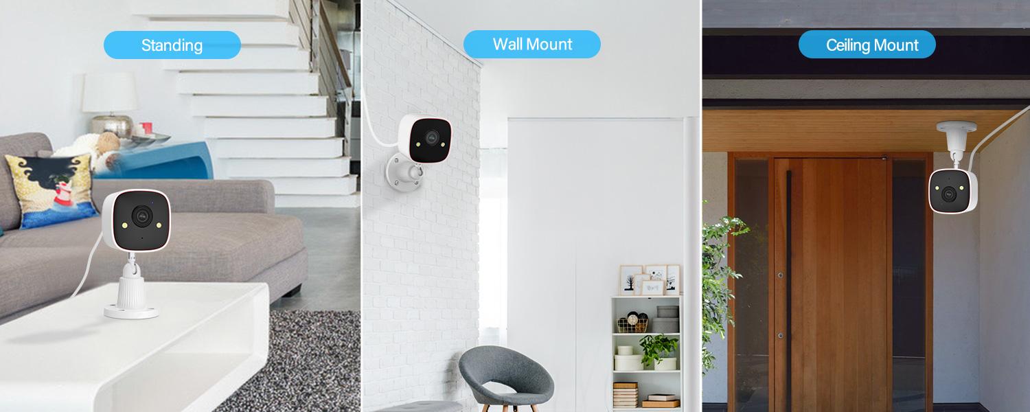 Indoor WiFi Monitoring Camera - Wireless WiFi Camera, 2.4G/5G Dual-Band, Full HD, AI Motion Detection, Sound Alert, 2-Way Audio, Night Vision, Cloud/Micro SD Storage, Wall Mount, Alexa/Google Home Compatible for Home Surveillance, Baby Monitor