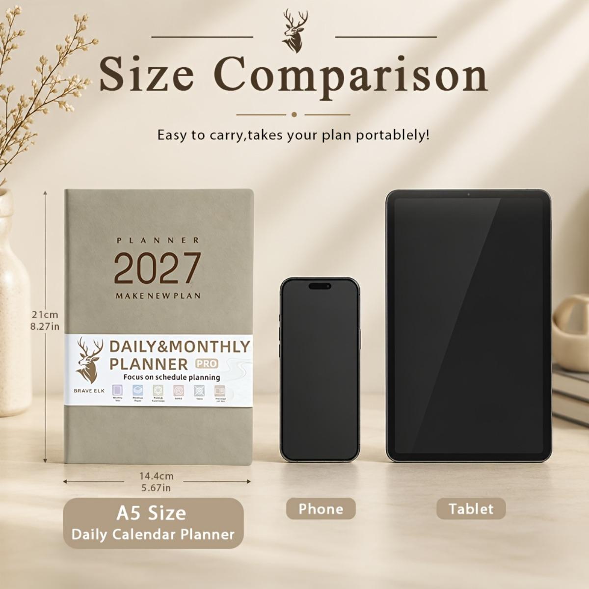 2027 Daily Planner Binder 400 Pages Includes Habit Tracker Monthly Daily Schedule Notebook Time Management Self Discipline Productivity Journal for Office School Goal Setting Agenda Supplies