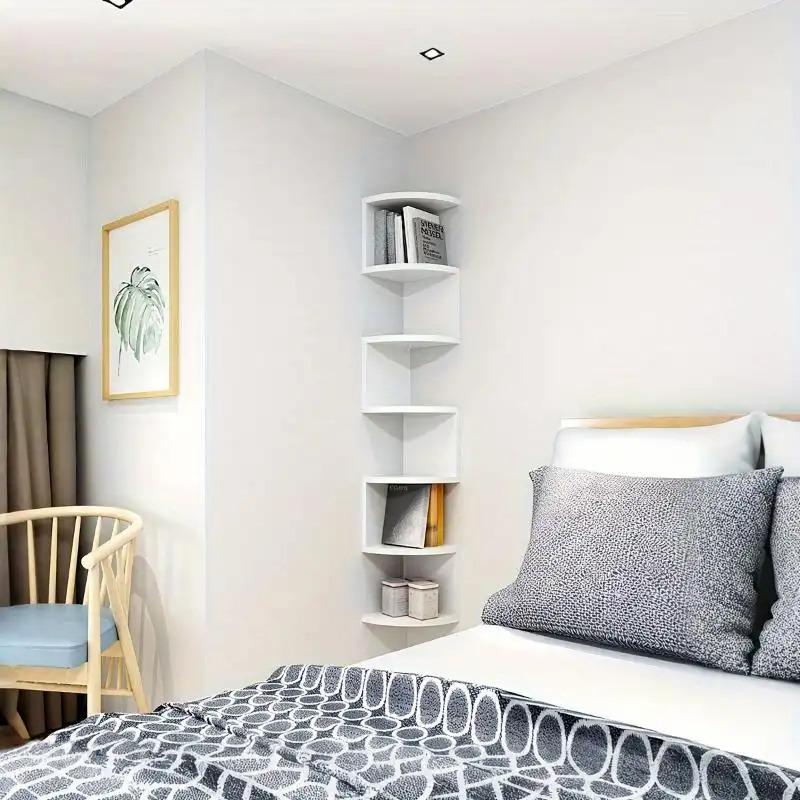 Home corner storage rack, wall triangular hanging storage shelf, corner divider, multi-level bookshelf for walls in kitchen, multi-layer wall-mounted storage