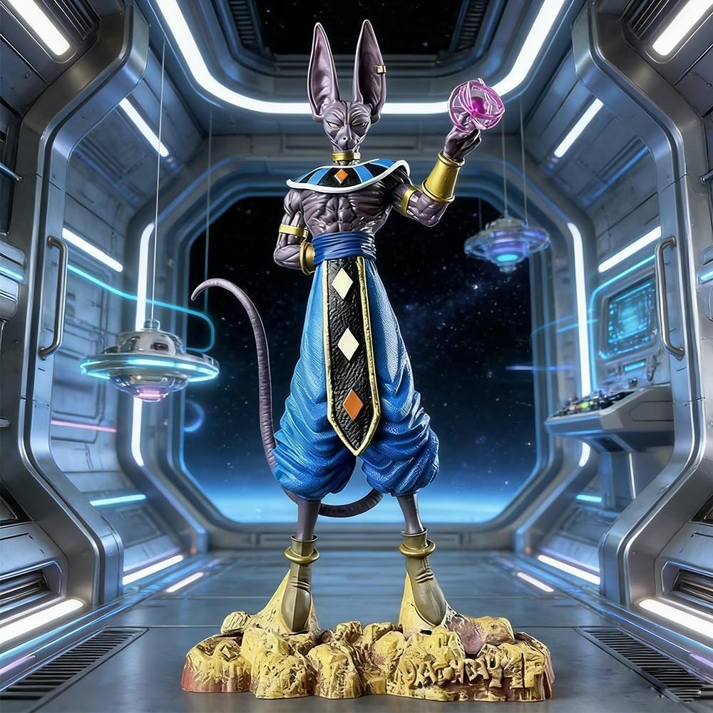 1 Pieces Dragon Ball Super Beerus Figure! God of Destruction Energy Ball Pose with Cyberpunk Scene，Unboxing Beerus Statue! Must-Have DBZ Collectible for Dragon Ball Fans ，Perfect Desk Decor for Dragon Ball Otakus