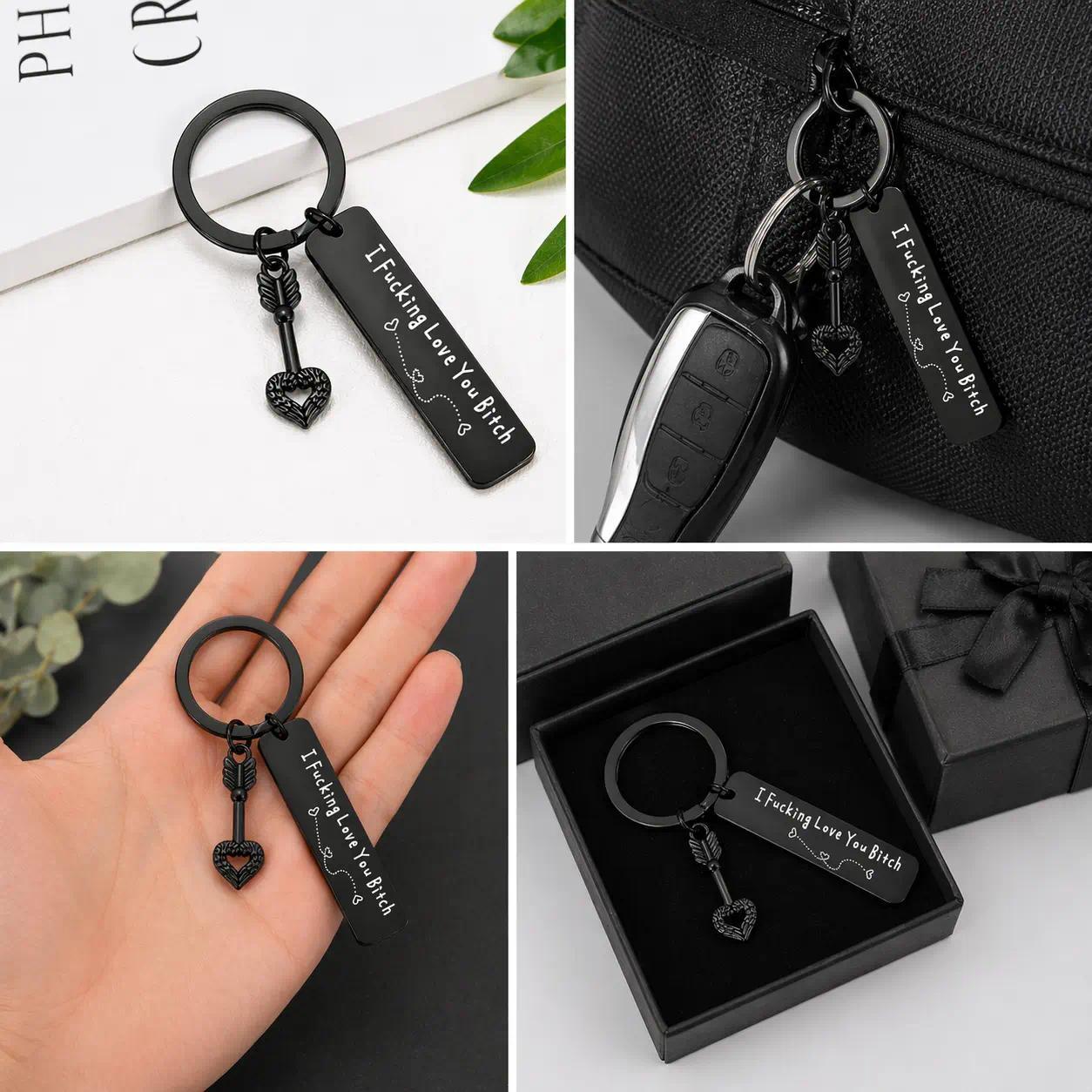 Best Friend Keychain for Women, Stainless Steel Key Chain Engrave I Fking Love You Bith Birthday Christmas Friendship Gift for Bestie Best Friends Female Bff