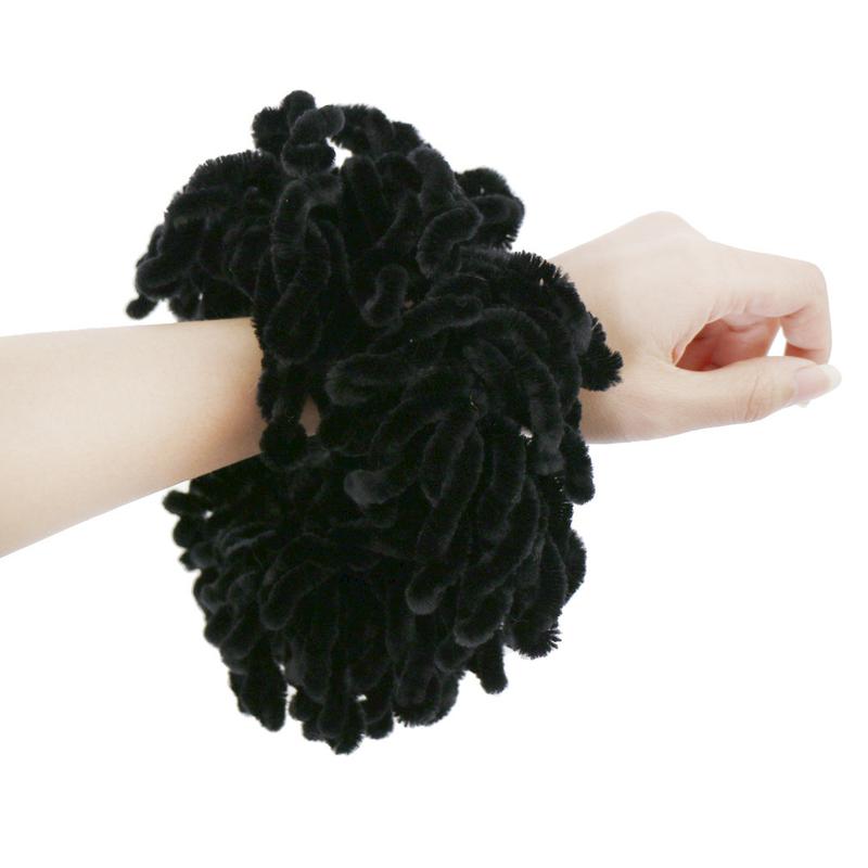 Oversized Fluffy Black Scrunchie Soft Voluminous Hair Tie Elastic Hair Band for Women Girls Trendy Messy Bun Half-Up Hairstyle Wrist Accessory Stretchy No-Slip Hair Accessories for Fall Winter
