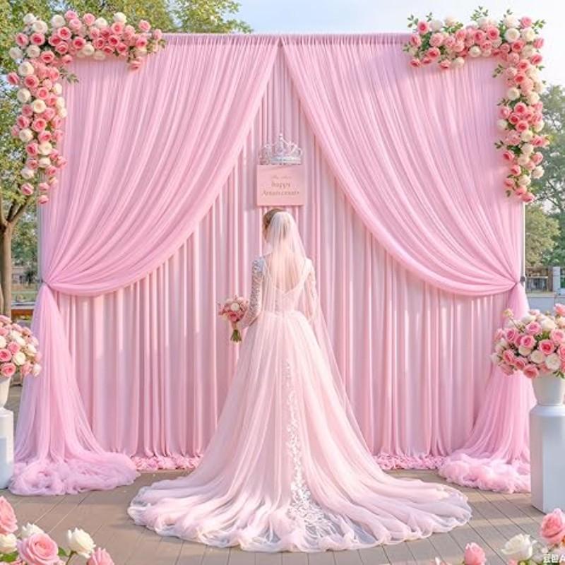 2pc Sheer Background Curtain, Perfect for Parties, Weddings, Baby Shower, Bridal Party, Birthday Party, Photography Backdrop Decor
