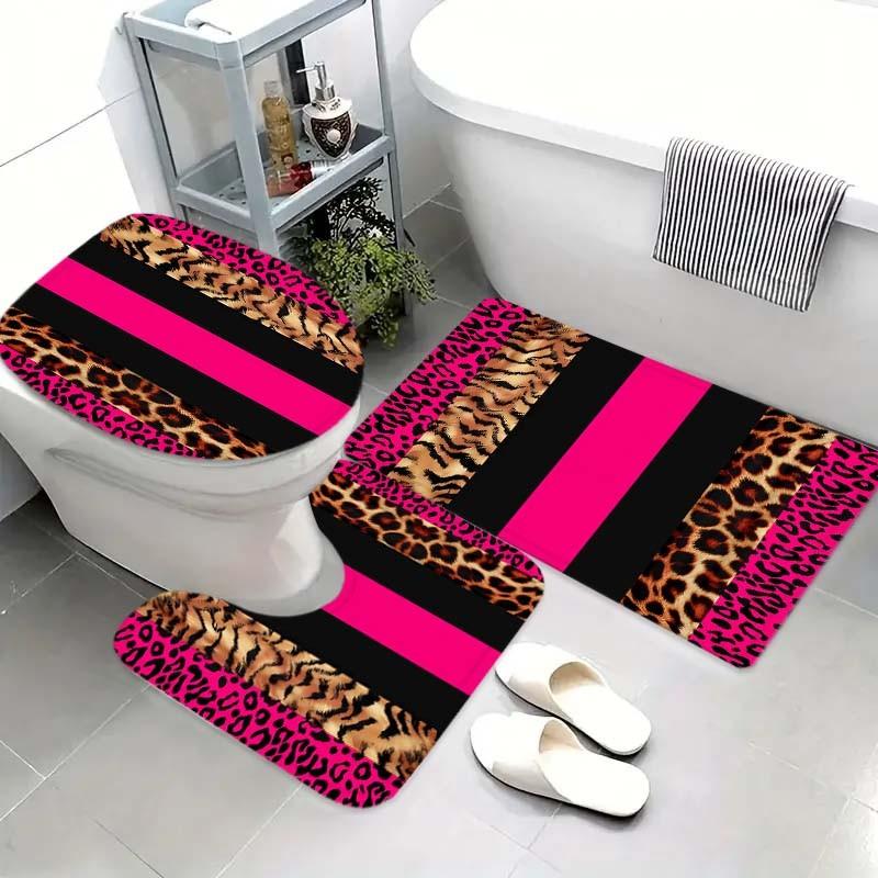 Leopard Print Shower Curtain Set with 12 Hooks, Modern Bathroom Divider, No-Drill Installation, Multi-Purpose Bath Decor Gift