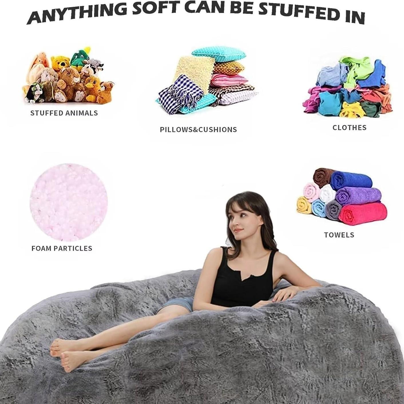 Plush Comfort Bean Bag Chair Cover (no Filler), Washable Giant Bean Bag Cover, Living Room Furniture, Anti-Slip, Suitable for Teens Kids Girls