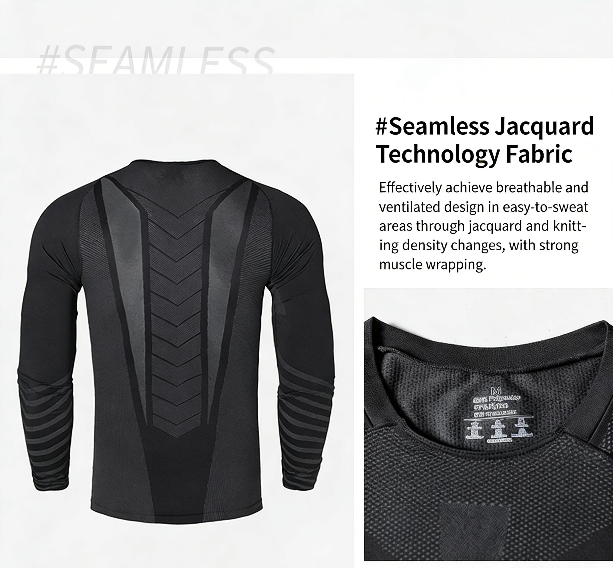 LiveGreat Men's 2026 Spring Autumn T-Shirt, High Stretch Seamless Jacquard Antibacterial Deodorant Sports Tee