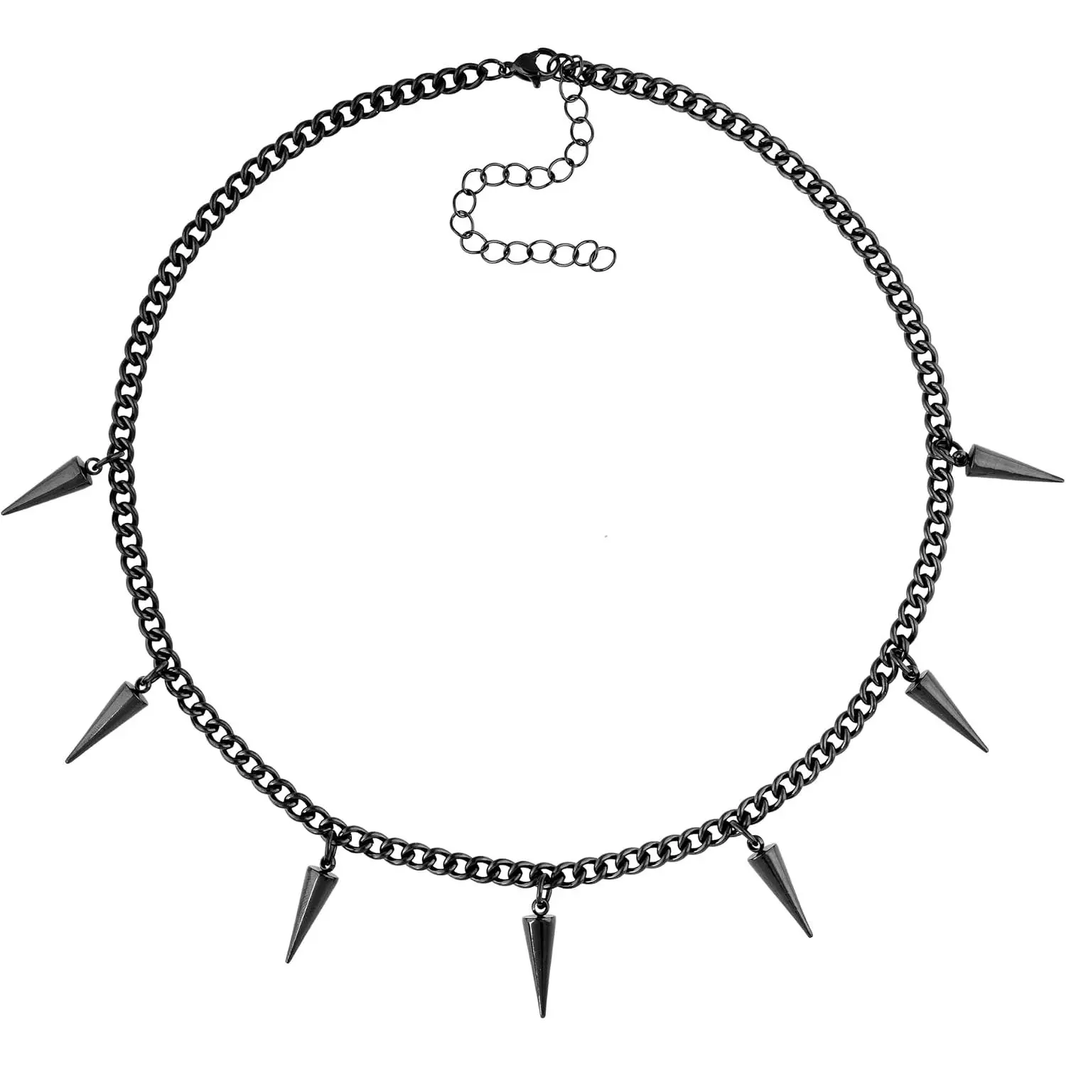Spike Chain Necklace, Emo Punk Grunge Necklace, Goth , Christmas   for Women