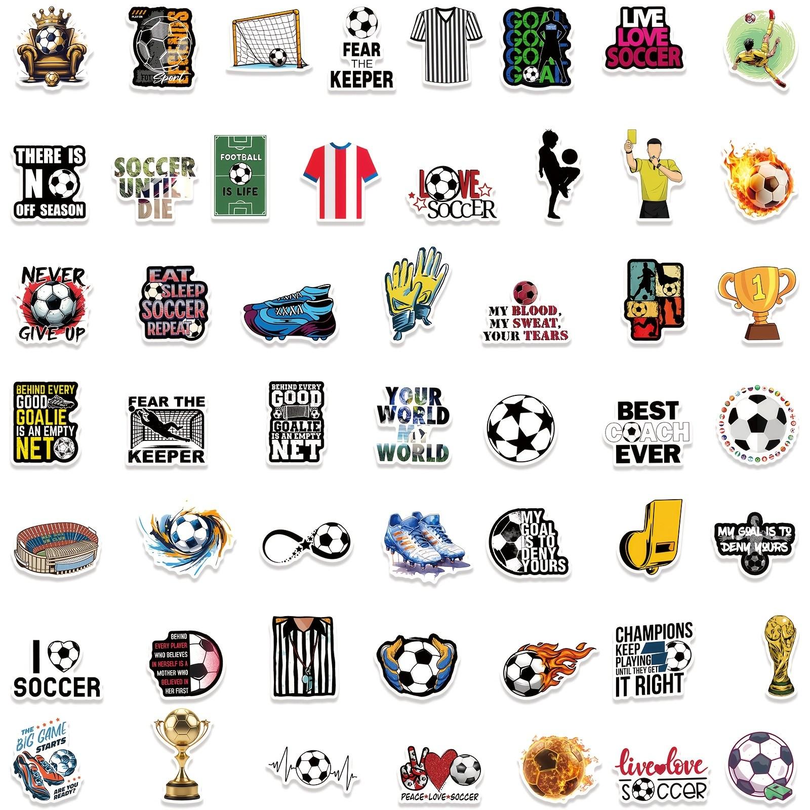 50pcs Waterproof Soccer World Cup Stickers, Decorate Notebook, Phone, Skateboard, Gift for Fans, Birthday, Anniversary