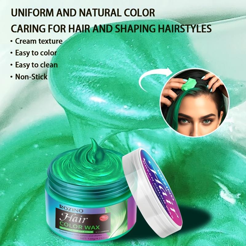 ROZINO Green Hair Coloring Styling Wax for Men - Long Lasting Natural Color Therapy Shampoo & Moisturizing Care for Beard Growth & Haircare