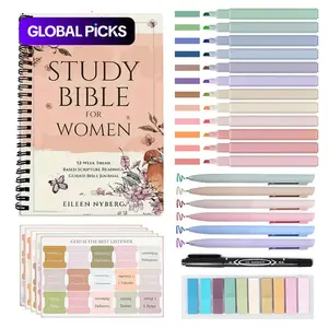 Bible Set Include Bible Quotes Spiral Coil Devotional Notebook, Guided Bible Journal, Bible Study Journal, Pen and Tabs, Perfect Religious Gift for Church and Personal Use, Ideal Daily Supplies for Friends and Family, Paper Gifts