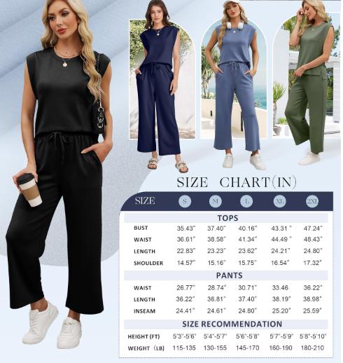 WIHOLL Rompers for Women Summer Cap Sleeve Adjustable Drawstring Waistband Crewneck Casual Outfits with Pockets