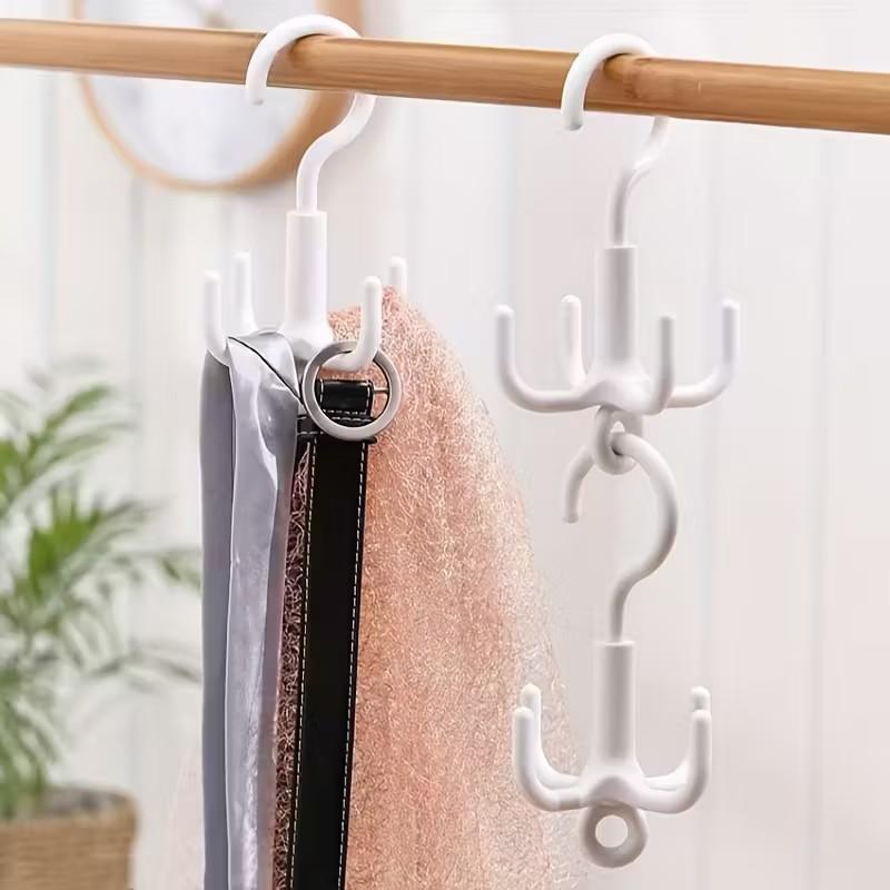 Rotating Hook Space-Saving Multi-Functional Closet Organizer, No Drilling Required, Perfect for Belts, Ties, Bras, Scarves, Storage Helper
