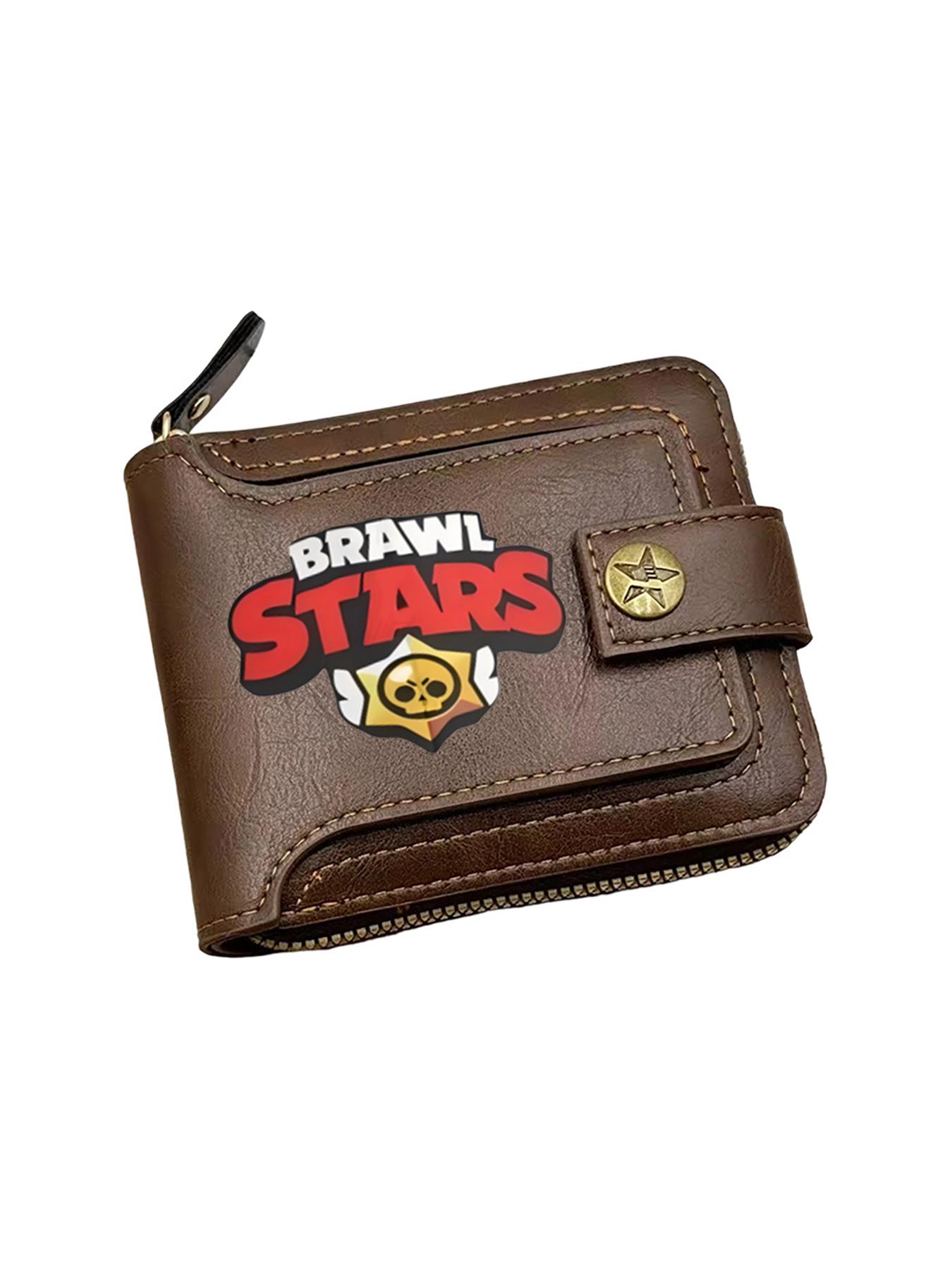 Brawl Stars Printed Black Leather Wallet for Everyday Use and Casual Outings Suitable for Gaming Enthusiasts and Fans Ideal Gift for Christmas  Birthdays  and Special Occasions with Secure Zipper and Button Closure Stylish and Durable Design Perfect for