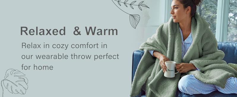 Songling Wearable Blanket Sherpa Poncho Office Work Warm Cozy Shawl Blanket,Plush Cape Wrap for Adults