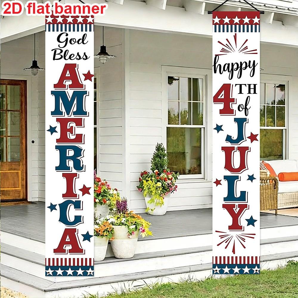 Independence Day Banner Set, Polyester Party Decoration Flags, Outdoor Banners, 180cm X 30cm, July 4th Porch Hanging Decorations, Home Celebration, Wall Decor Banner