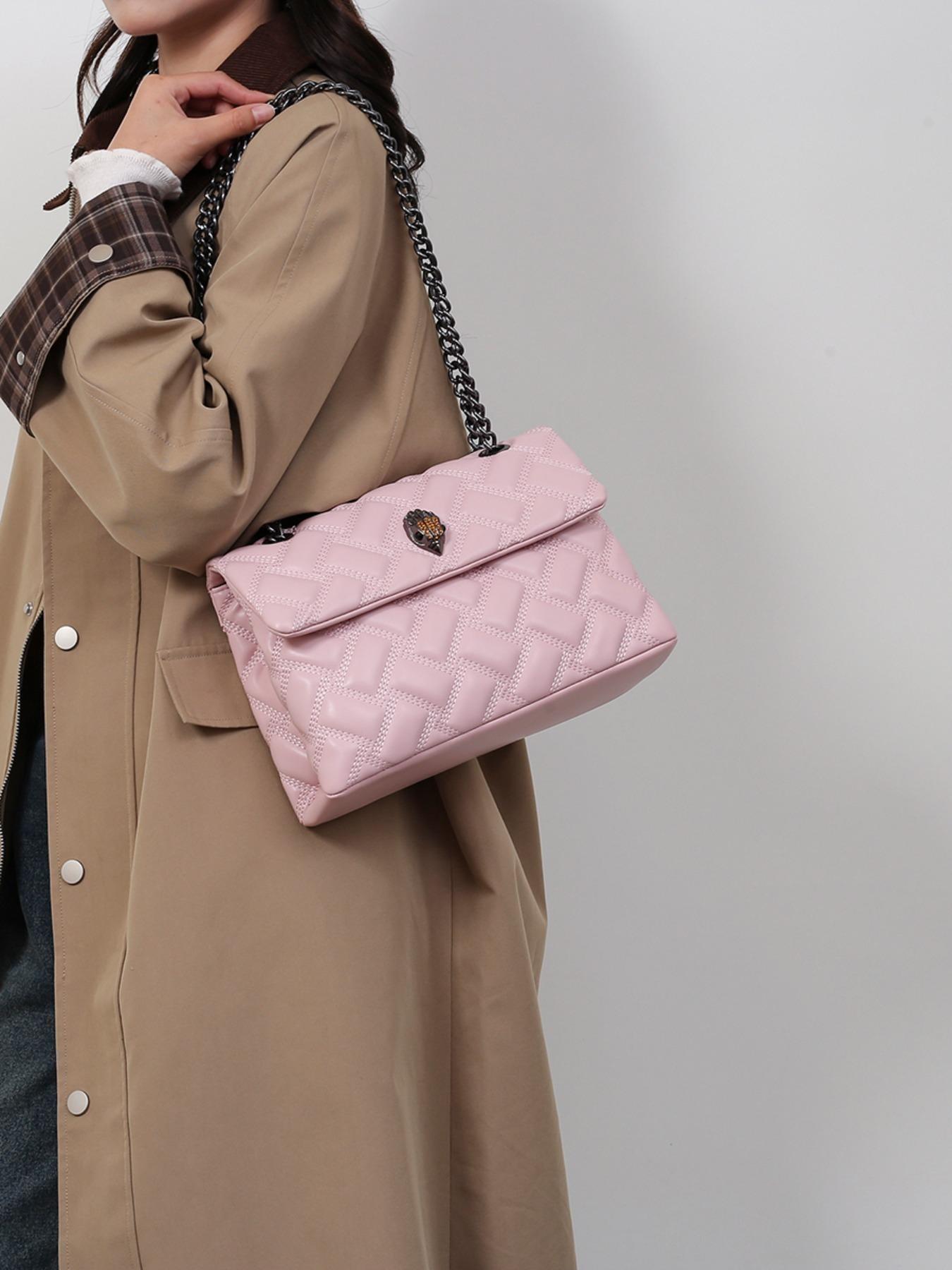 New European and American Style Chain Bag, Rhombus Embroidery Single Shoulder Bag, Large Capacity Crossbody Bag, Perfect for Commuting and Moms