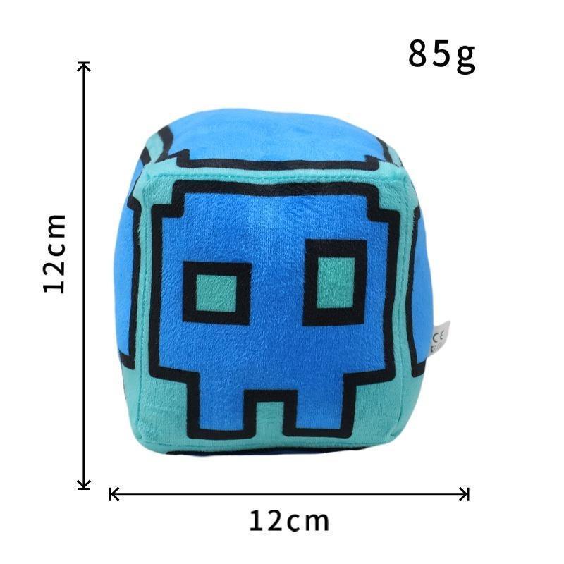 Soft Geometry Dash Cube Plush Toy Set, Cute Game Character Stuffed Plushies, Lovely Room Decor, Funny Birthday Holiday Presents for Children & Game Fans