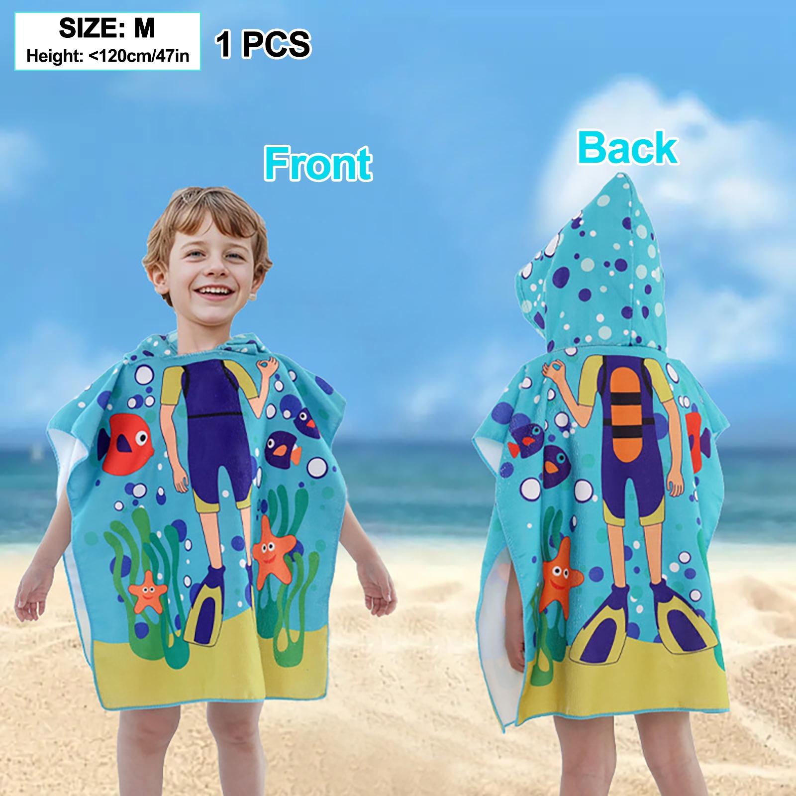 Animal Cartoon Print Bathrobe Cape, Soft Quick-Dry Beach Towel, Hooded Robe for Indoor Parties, Perfect for Beach and Home Use