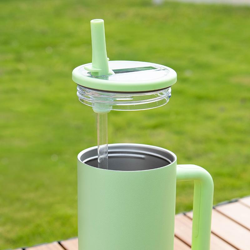 1pc 40oz Stainless Steel Insulated Tumbler with Handle, Leakproof Insulated Tumbler, Vacuum Mug with Lid and Straw, Double Wall Thermal Cup Keep Hot 12H/Cold 24H, Travel Coffee Tumbler for Car, Office, Gym, Great Gift for Women, Men, Friends