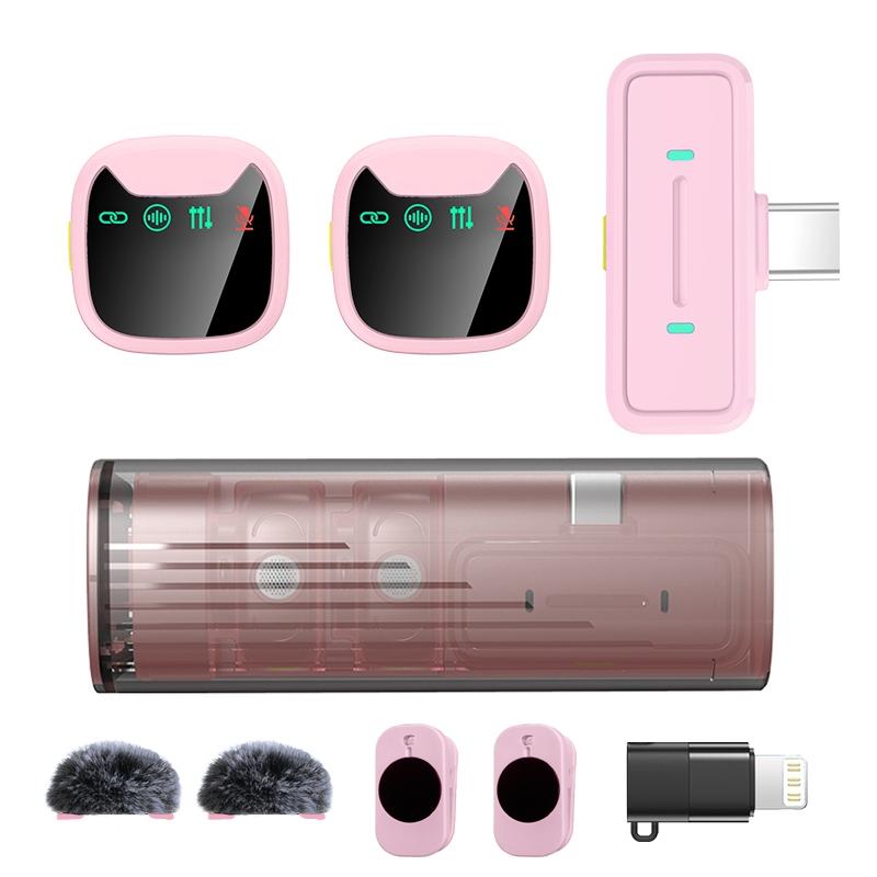 Wireless Lavalier Noise Canceling Mic with Charging Case, Noise-Cancelling, Rechargeable Battery, Magnetic Clip, Ideal for Video Recording & Podcasting