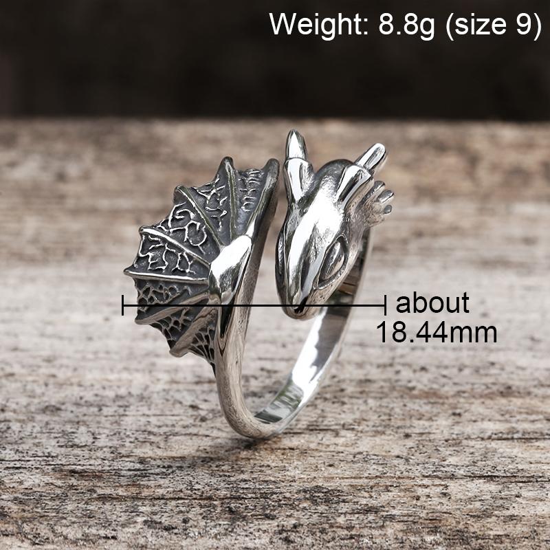 GTHIC Stainless Steel Flying Dragon Gothic Ring For Men and Women Birthday Gift Witchy Jewelry