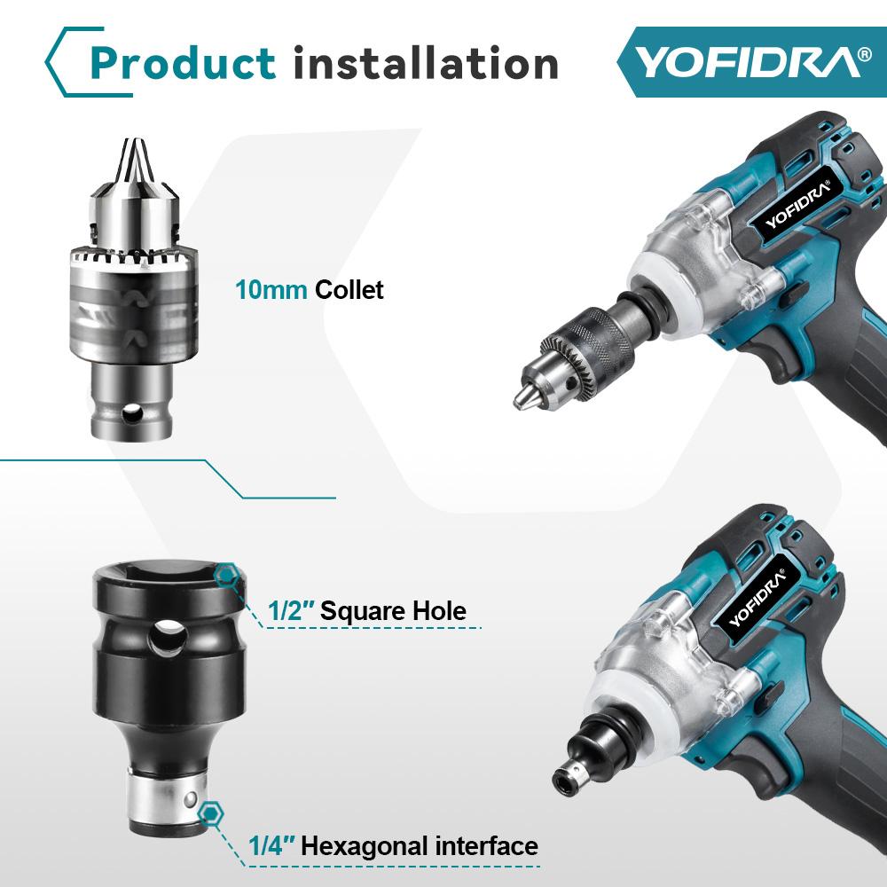 YOFIDRA 44-Piece Impact Wrench Accessory Kit – Sockets, Bits, Drills, Extension Rods & More, Set for 1/2" Square Drive Wrenches