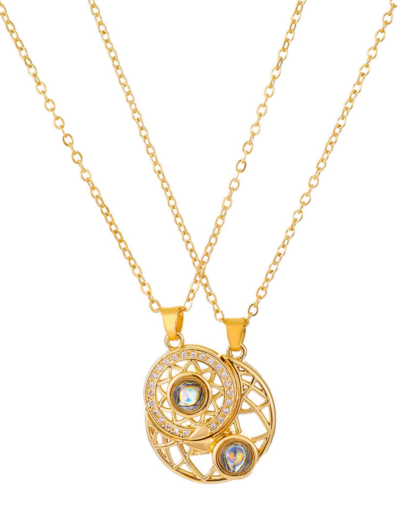 Trendy Couple Necklace Set, Fashionable Layered Necklaces, Yin Yang Design, Perfect Gift for Friends and Lovers, Elegant Lockbone Jewelry