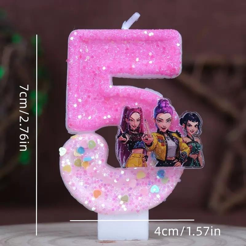 Cute cartoon exorcist girl's day candles, digital festival cake party candles, cake decorations, best holiday supplies for festivals, charm of anime character design, 3/4/5/6 anniversary decorations