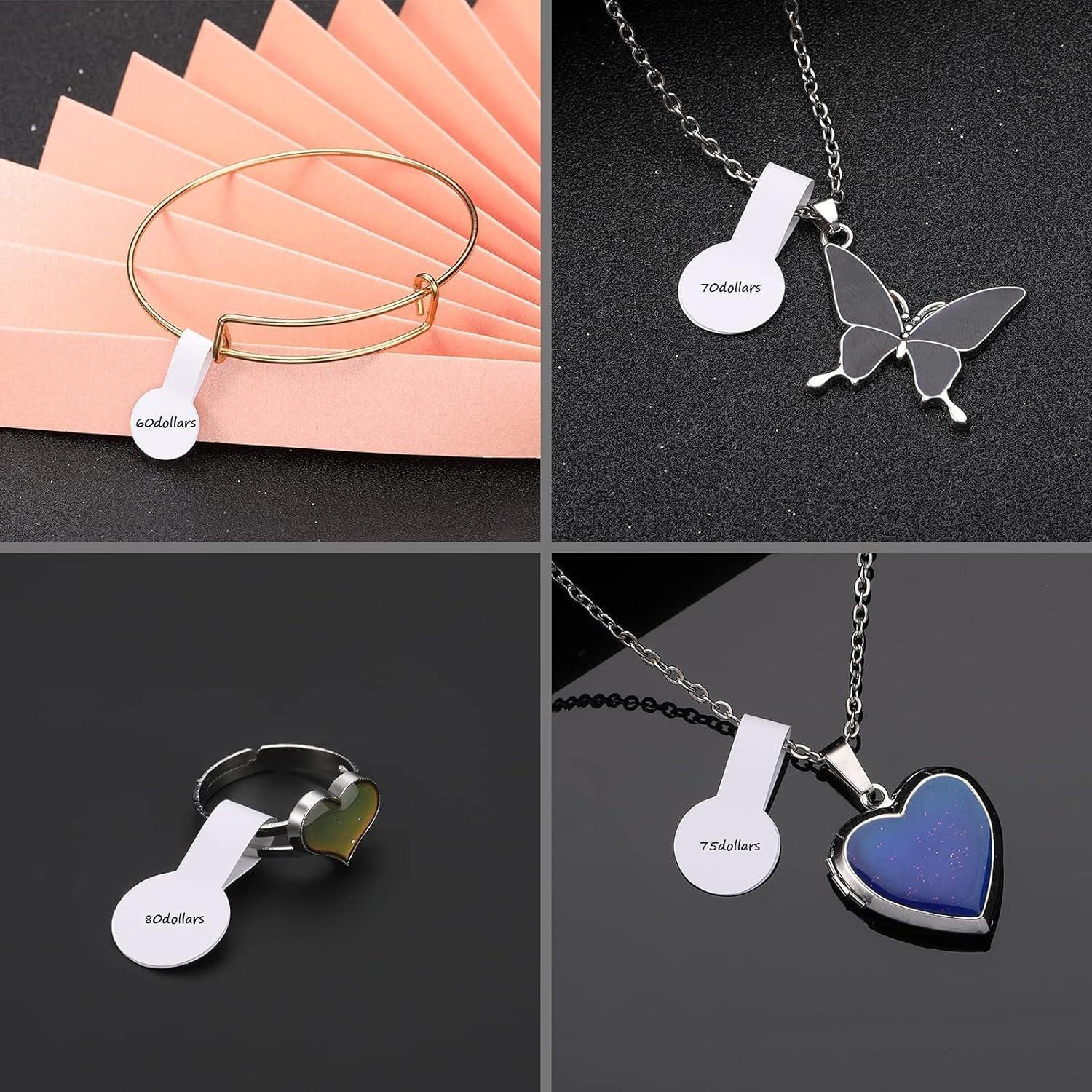 1000pcs Jewelry Price Tags, Blank Self-adhesive Jewelry Labels, Kraft Paper and White Retail Tags, Barbell Price Stickers for Small Business Merchandise, Suitable for Price Identification of Rings, Necklaces and Earrings