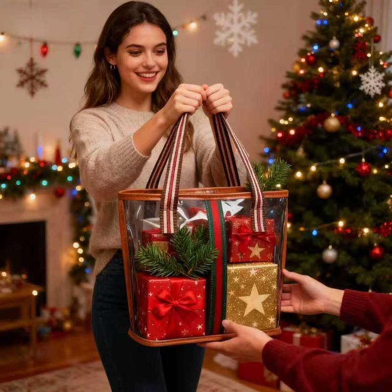 New Large Capacity Transparent Makeup Bag Vintage Luxury Style Portable Multi-Functional Storage Solution with Clear Material Retro Design Sturdy Tote Handles for Gym Swimming and Bathing