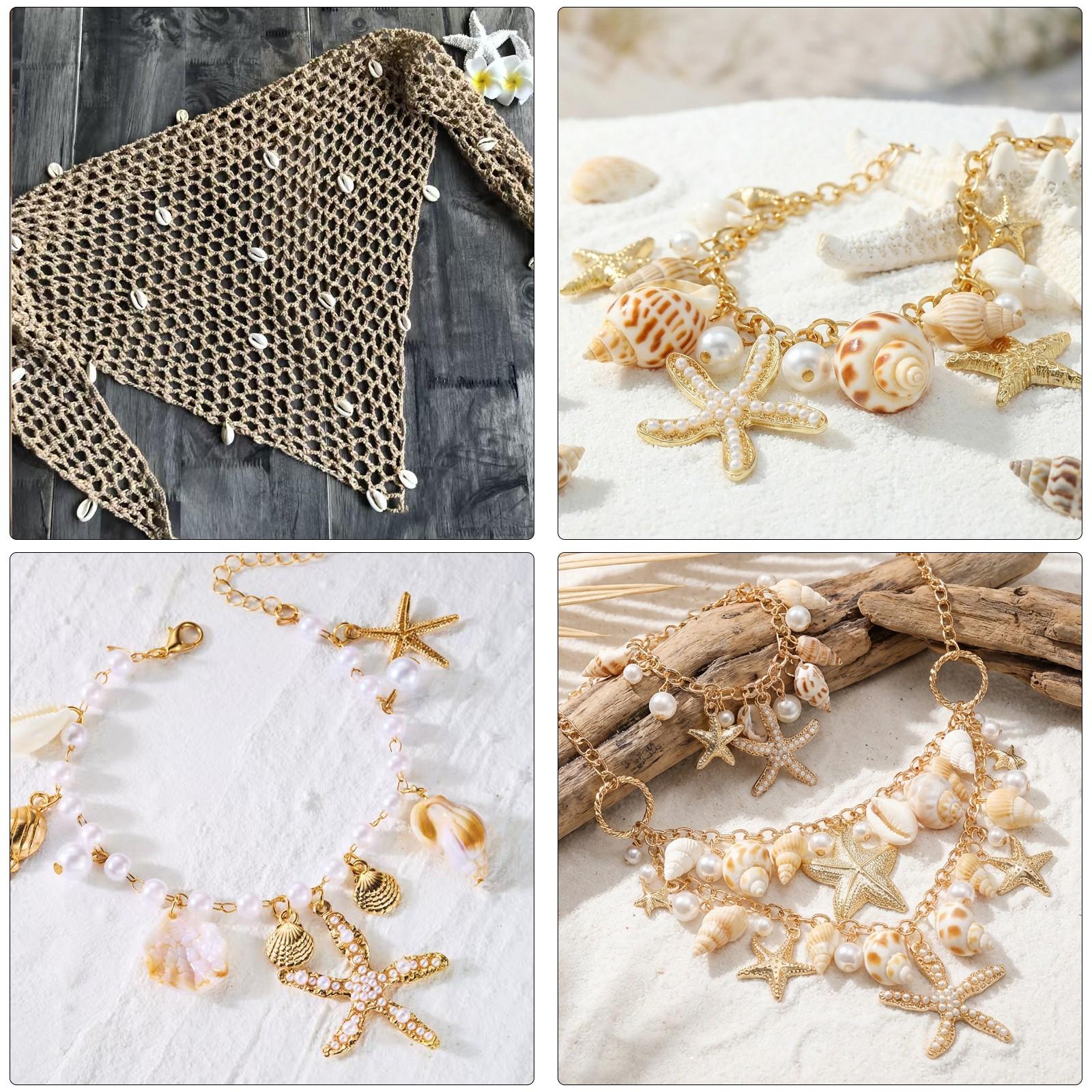 Summer Beach Women's Jewelry Set, Shell Starfish Necklace, Anklet, Bracelet, Earrings, Crochet Scarf Waist Chain, Vacation Beach Summer Beach Women's Jewelry Set, Shell Starfish Necklace, Anklet, Bracelet, Earrings, Crochet Scarf Waist Chain, Vacation Beach