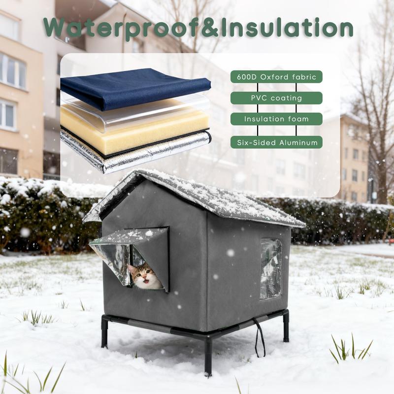 Cat House for Outdoor - Weatherproof Feral Cat Shelters for Winter, Waterproof Pet House for Keeping Outdoor Cats Warm