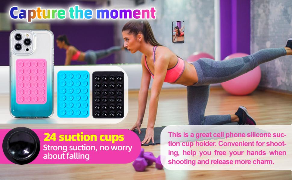 Silicone Suction Cup Phone Case Mount, 2 Count Double Sided Phone Holder Mount, Hands-Free Strong Grip Holder for Selfies and Videos, Phone Accessories，Available for TikTok Selfie Videos Cellphone Smartphone Stand