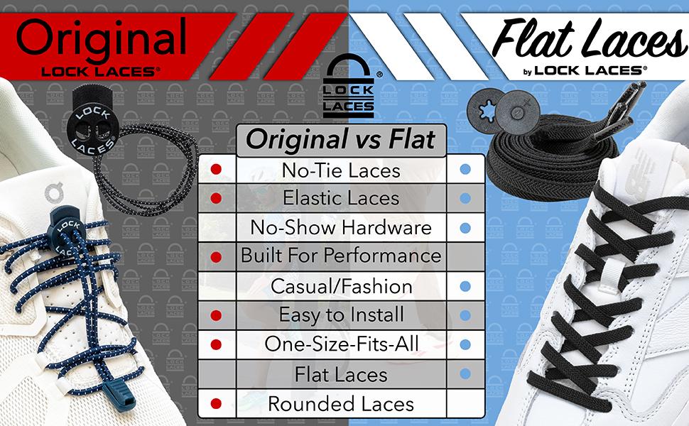 Lock Laces - Elastic No Tie Shoelaces 1 Size Fits All for Kids Adults Tieless Shoe Laces Tennis Shoes Sneakers