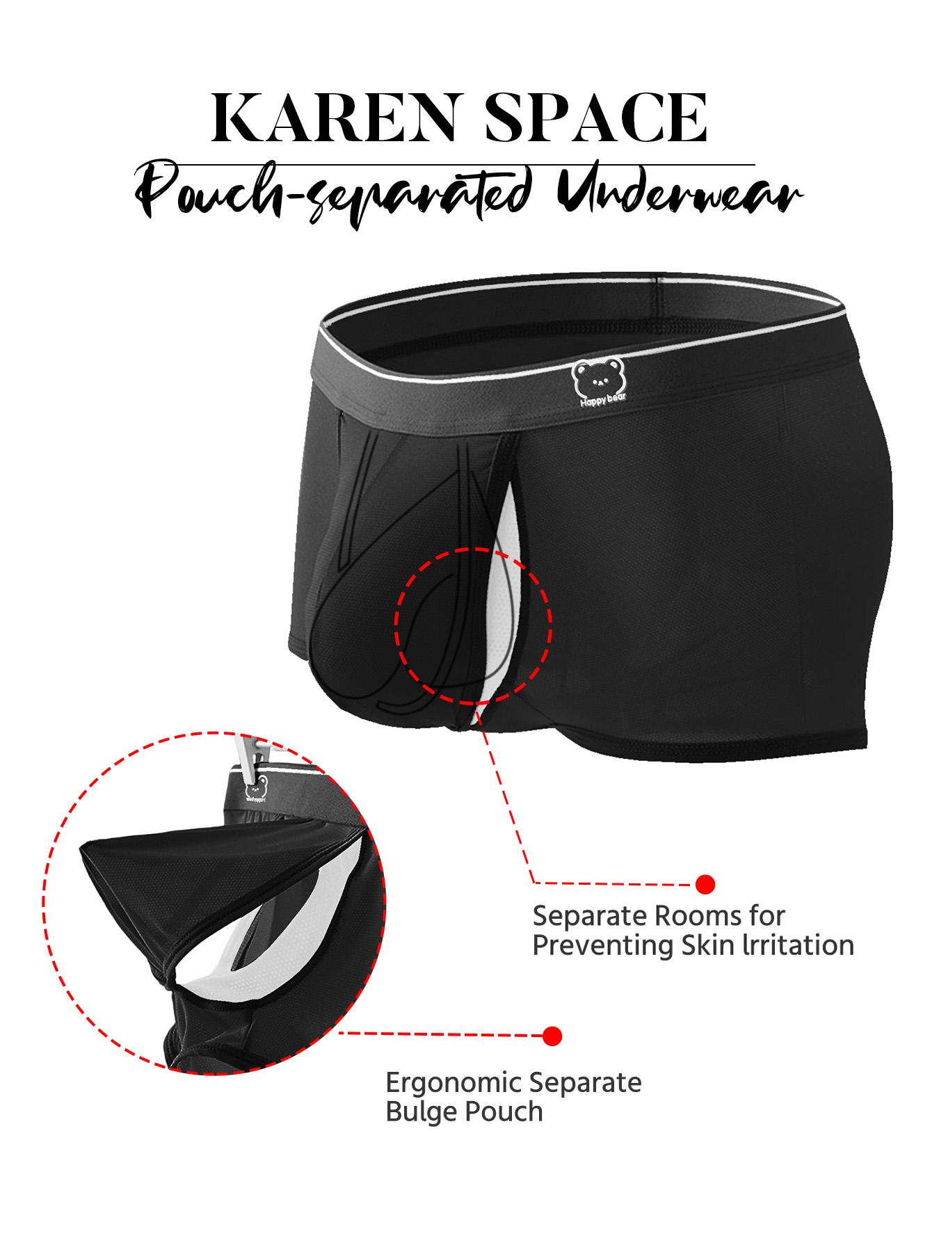 2/3/4 Pcs Random Color Men's Solid Boxer Briefs, Space Pouch Design, Cool & Comfortable, for Outdoor Sports, Fitness & Daily Casual Wear