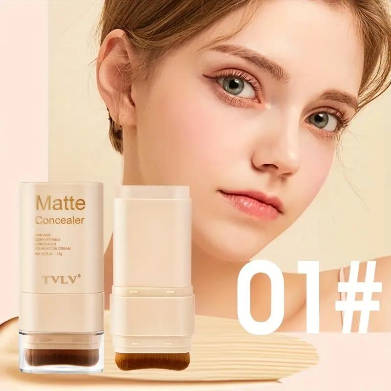2-In-1 Foundation Concealer Stick, Long-Lasting Waterproof Matte Effect, Flawless Complexion, Internal Brush Head, Full Coverage Creamy Texture, Multi-Tones Available