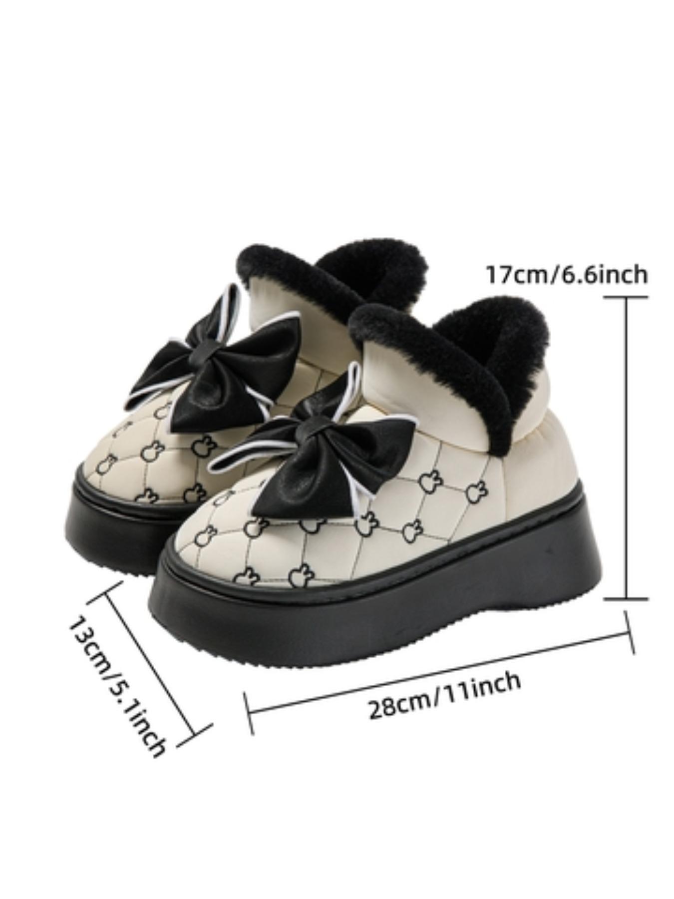 Women's Cute Bowknot Design Plush Slippers, 2024 New Style Casual Soft Comfortable Home Slippers, Warm Slippers for Indoor & Outdoor Use for Fall & Winter, House Slippers