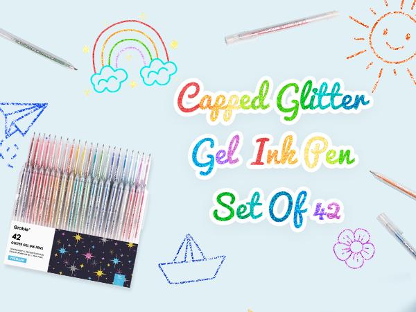 Grabie Capped Glitter Gel Ink Pen Set Of 42, HolidayHaul